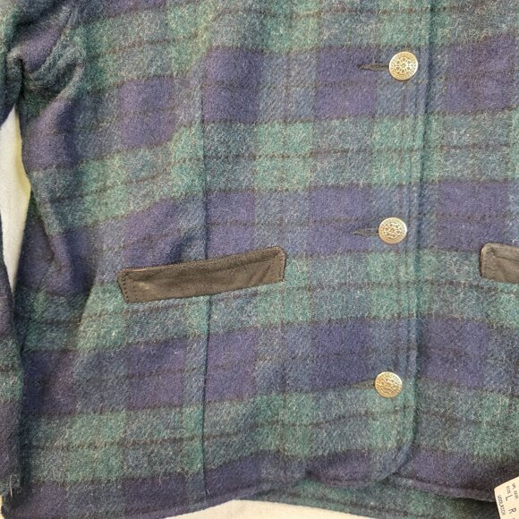 Woolrich Womens Wool Black Watch Tartan Plaid Barn Jacket L USA 90s Deadstock - Picture 5 of 10
